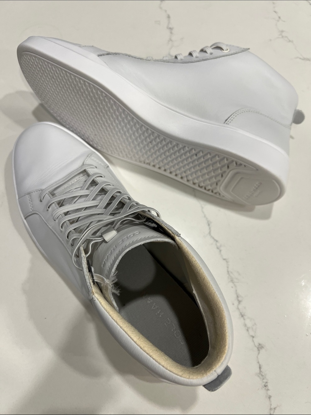 Cole Haan White Men's High-Top Leather Sneakers